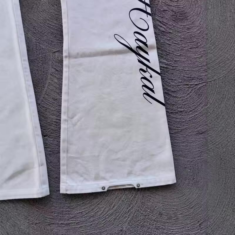 White flared jeans