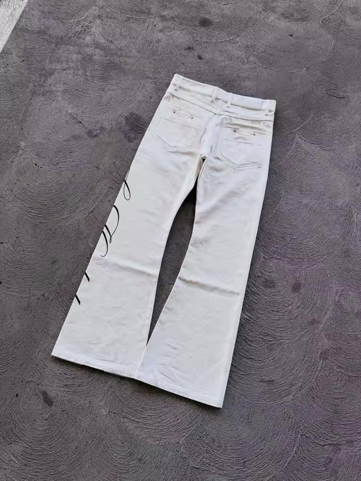 White flared jeans