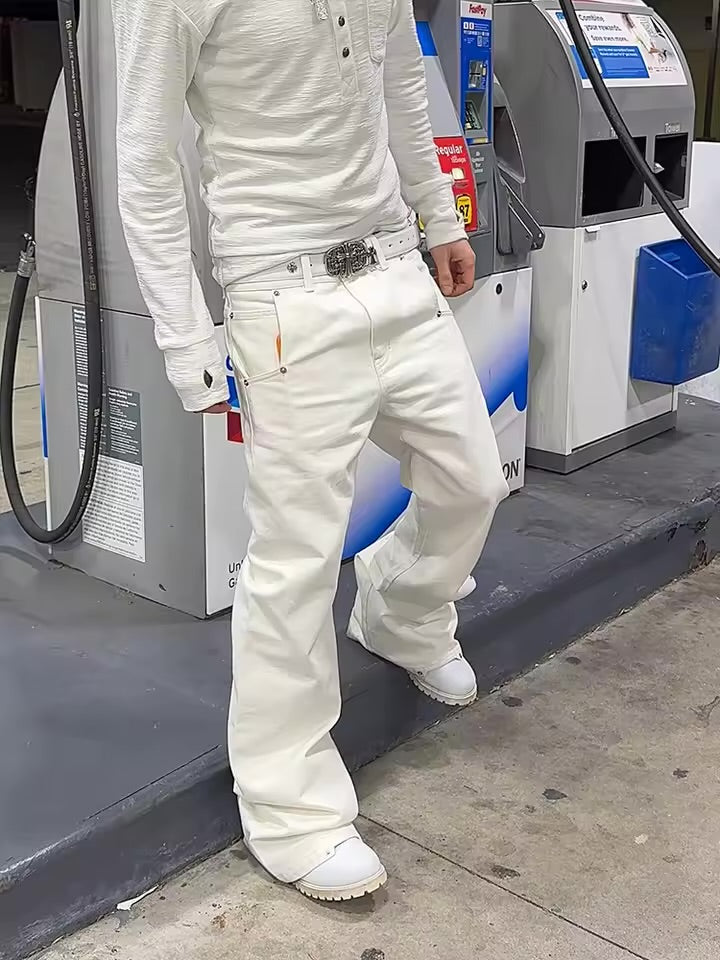 White flared jeans