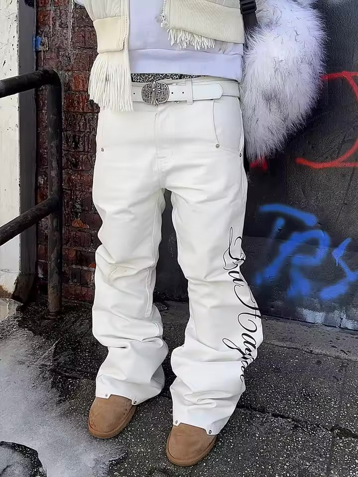 White flared jeans